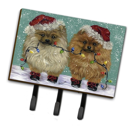 Carolines Treasures 6 x 2 x 9 in. Pomeranian Christmas Lighten Up Leash or Key Holder PPP3267TH68